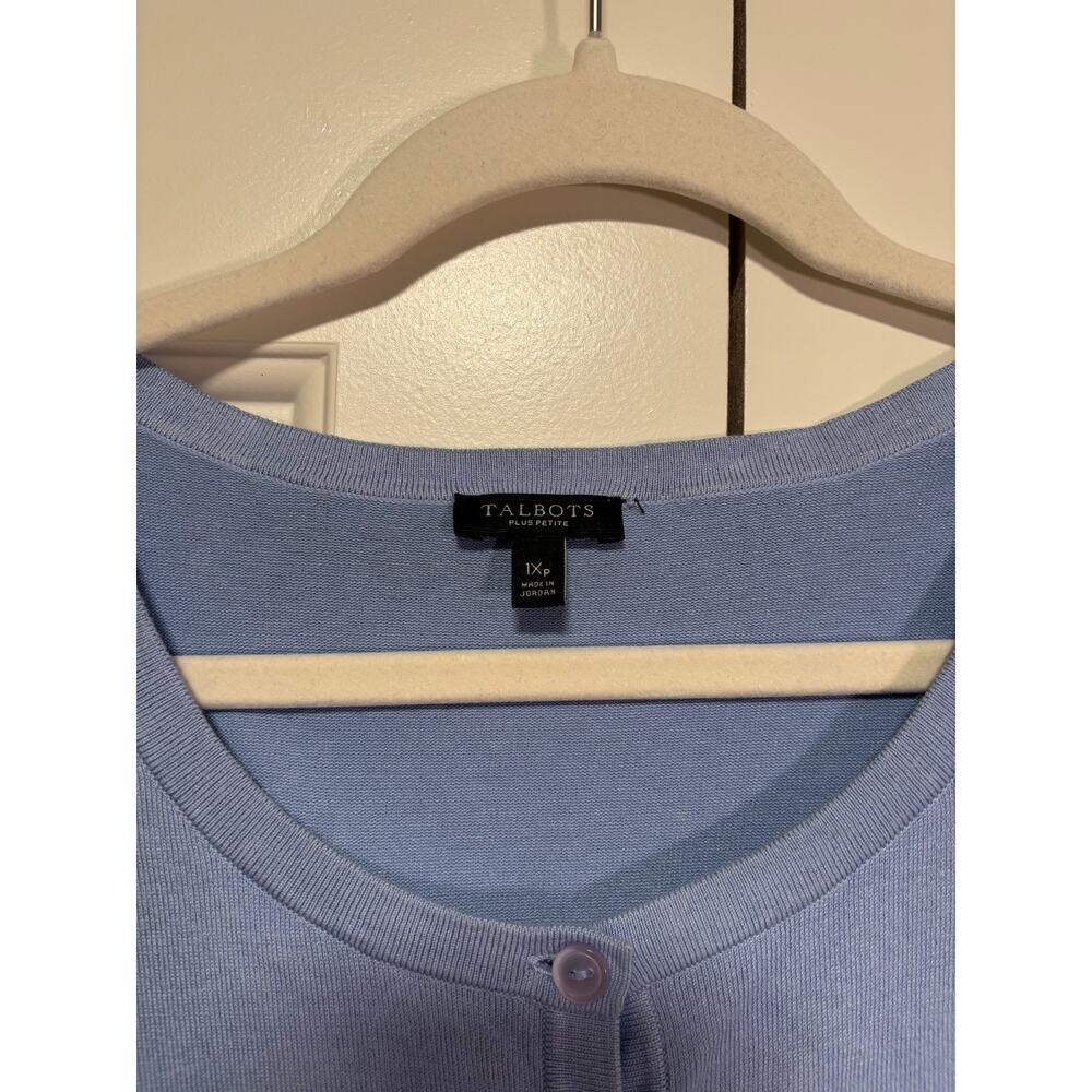 Talbots Plus Petite 1XP Light Blue Button Cardigan - Picture 3 of 7